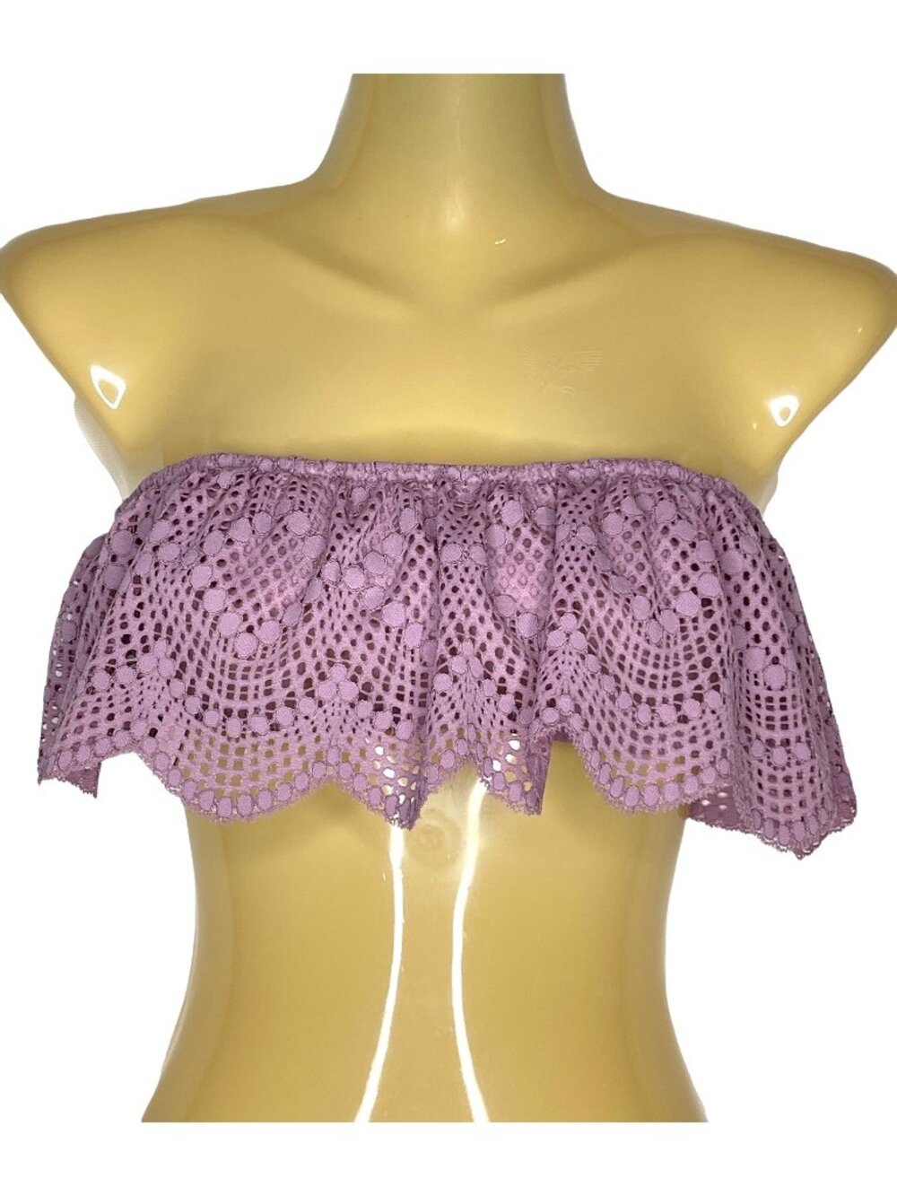 Victoria's Secret Violet Lace Flounce Bandeau Bralette Lightly Lined Size S Boho